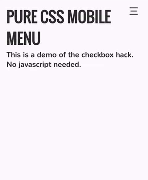 Preview of Checkbox Hack Mobile Menu